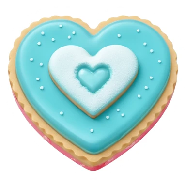 Realistic shortbread cookie in the shape of a heart with Tiffany blue color jelly middle filling and sprinkled powder sugar on top. sticker