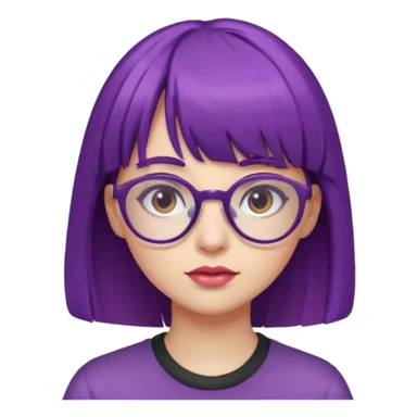 girl with bangs and purple hair and glassess sticker