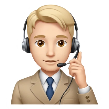 Confident sales professional with phone headset making a deal sticker