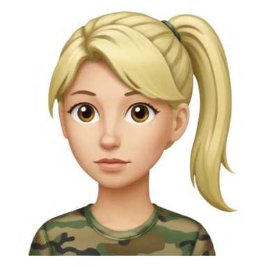 Long Skinny face blonde white woman in camo hair in pony sticker