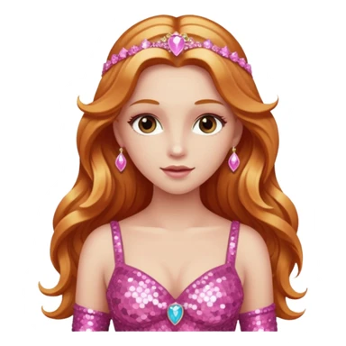 Venus, Goddess of Love from Gods and Goddesses with long reddish blonde hair, pink sequin outfit sticker