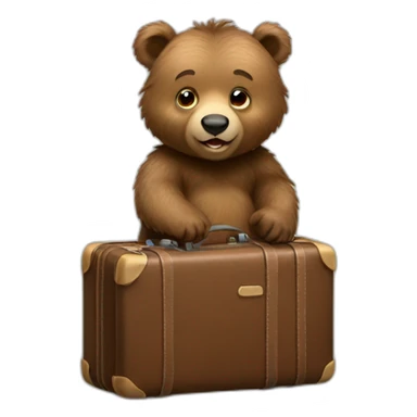 Baby Grizzly bear with a suitcase sticker