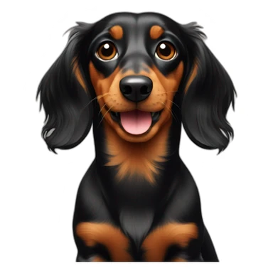a black and tan long haired dachshund with a branch in its mouth sticker
