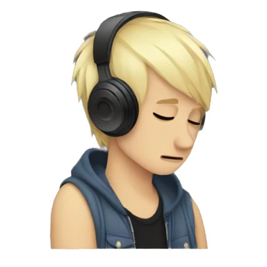 Emo boy listening to music crying sticker