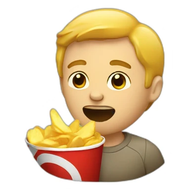Man eating chips sticker