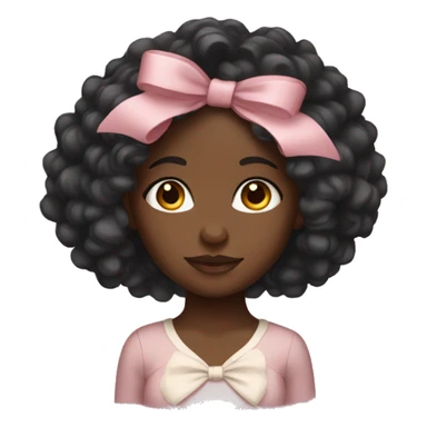 black girl with long curly with bow sticker