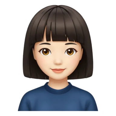 Japanese girl with bob haircut and bang sticker