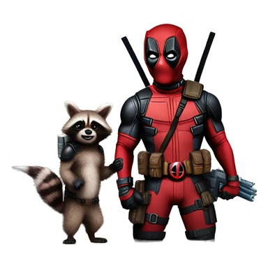 Deadpool with a rocket racoon sticker