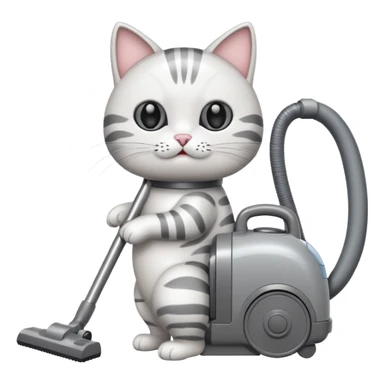 cat pushing vacuum cleaner sticker