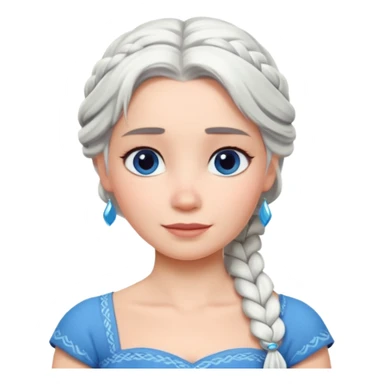 Эльза холодное сердце белые волосы коса голубое платье мультфильм sticker