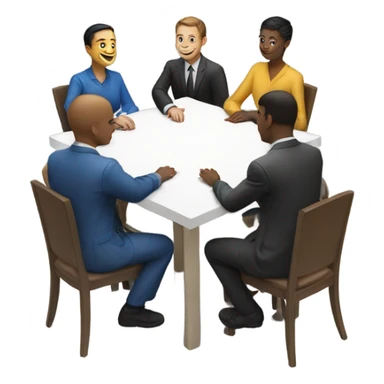 6 people sitting either side of a square table sticker