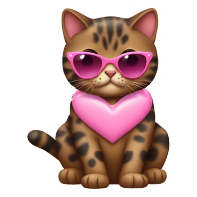 Cute fat tortishell cat wearing pink heart shaped sunglasses sticker