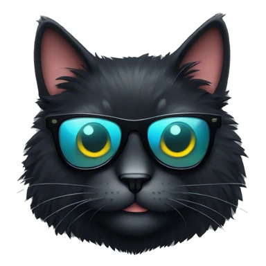 Cool cartoon fluffy black cat wearing sunglasses sticker