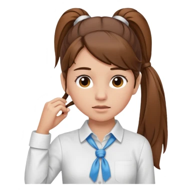 Normal skinned, tiny nosed, brown haired girl with Tying a ponytail sticker