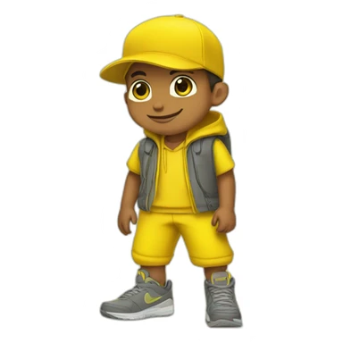 Morocho boy in yellow attire with a yellow Nike cap 🌟. sticker