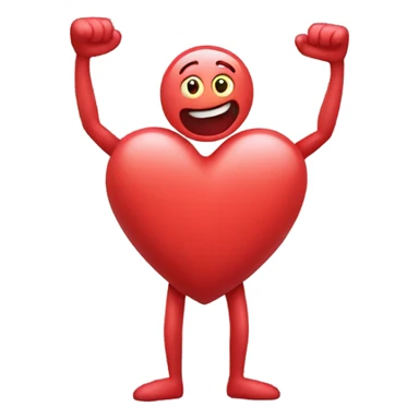 Heart with arms, legs, and face sticker