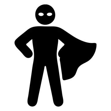 super agent with cape and mask solid filled icon sticker