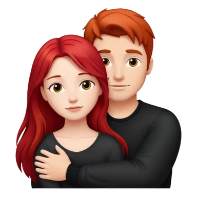 Red haired girl, hugging, long black haired man ￼ sticker