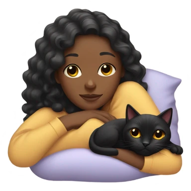 Girl laying down with her black cat sticker