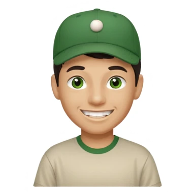 older-teenage-boy-dark-hair-green-eyes-tshirt-smiling-with-teeth-showing-baseball-hat-on-sideways sticker