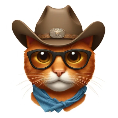 Red cat with sun glasses and cowboy hat  sticker