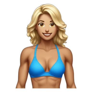 40 year old pretty woman in a blue bikini at a fitness competition  sticker