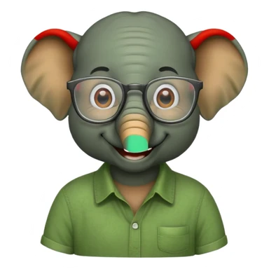 elephant wtih glasses and green shirt sticker