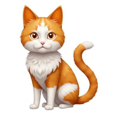 full body of tiny + skinny ginger and white cat with deep orange eyes and triangular shaped face sticker
