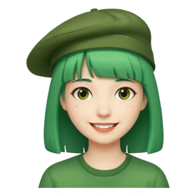 bangs and hat green hair very happy  sticker