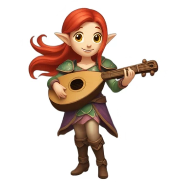 Baldurs gate 3 portrait female elf bard with red hair playing lute sticker