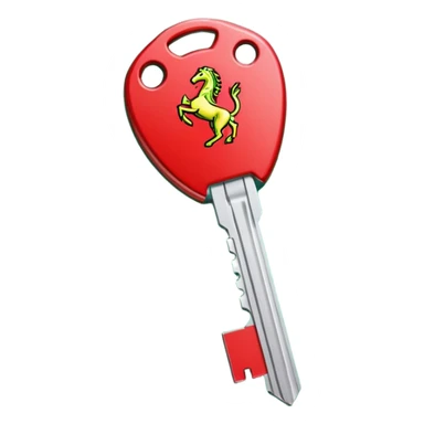 red Ferrari key with a green background sticker