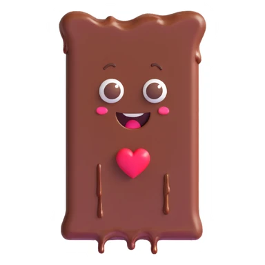 a melting chocolate bar with heart eyes, smitten and in love, whimsical sticker