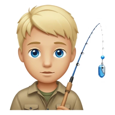 blonde boy with blue eyes fishing sticker