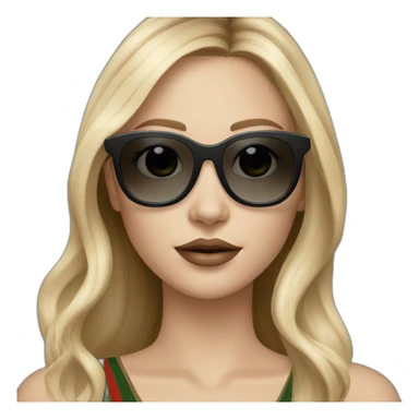 a blonde girl with highlights, long hair, middle part and a square head shape wearing gucci sunglasses sticker