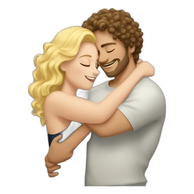 White man with dark curly men hugging a blonde curvy woman sticker