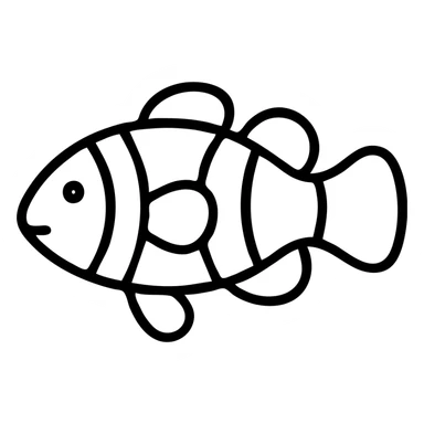 Clownfish fish icon, simple outline sticker