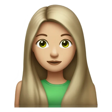 Clean Girl with brown long straight hair and green eyes  sticker