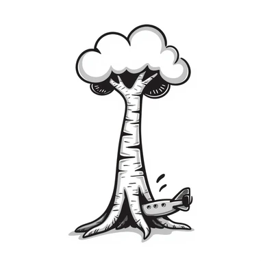 A tree with a jet in its roots sticker