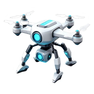 Clash of Clans aesthetic: Cinematic Playful 3D Isometric Robot Drone Emoji, rendered in a 3D vector-style similar to standard emojis with minimal shading and bold, simplified shapes. A compact, distinct form with signature details, softly glowing with a futuristic sci-fi warfare charm. Simplified yet unmistakably iconic, highly detailed and consistent, glowing with a soft radiance and high shine. Stylized with a touch of high-tech brilliance and a soft glowing outline, capturing the essence of a beloved gaming relic with a friendly, playful manner! sticker