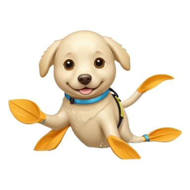 White labrador with snorkel and swimming fins sticker