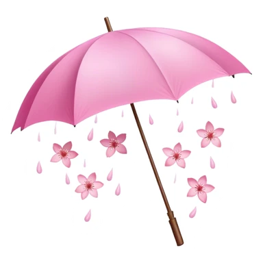 ☂️🌸Two cherry blossoms dropped from a pink umbrella sticker