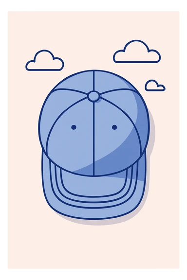 pastel blue baseball cap, top-down view, subtle shadows, no logo sticker