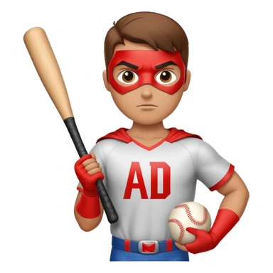 Superhero holding a baseball bat with the initials A.D. on their chest  sticker