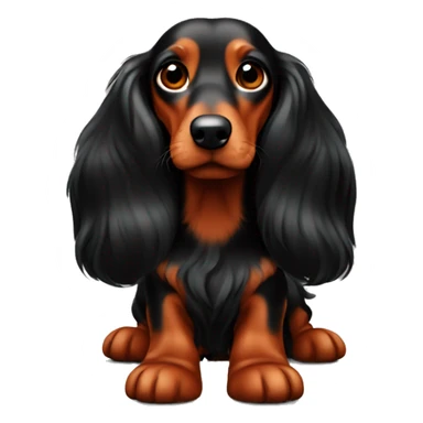 long haired red and black dachshund full body sticker