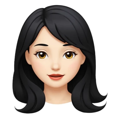 beautiful woman with long black hair and side bangs, winking sticker