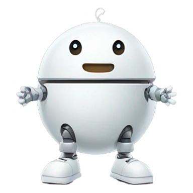 cute white floating spherical happy robot without arms nor legs with floating shopping bags sticker