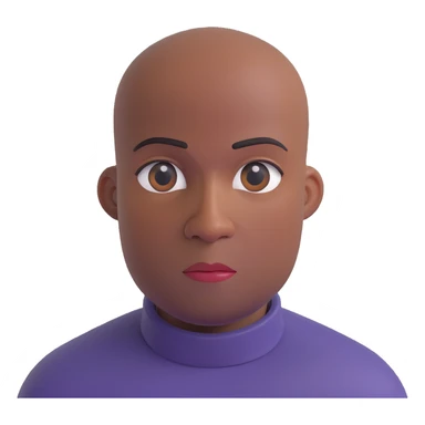extremely bald Black man with shiny scalp and exaggerated baldness, serious expression, simple background sticker