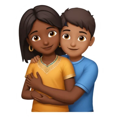 indian boy hugging indian girl from behind... boys hand down near navel of girl... boys head on the shoulder of girl... hugging tight.. more romantic... with more love sticker