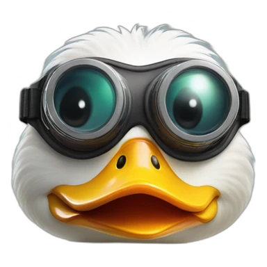 Aggressive looking duck with a pair of goggles on its head sticker