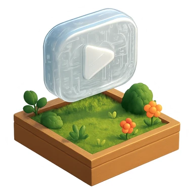 white YouTube play button inside a garden box sticker